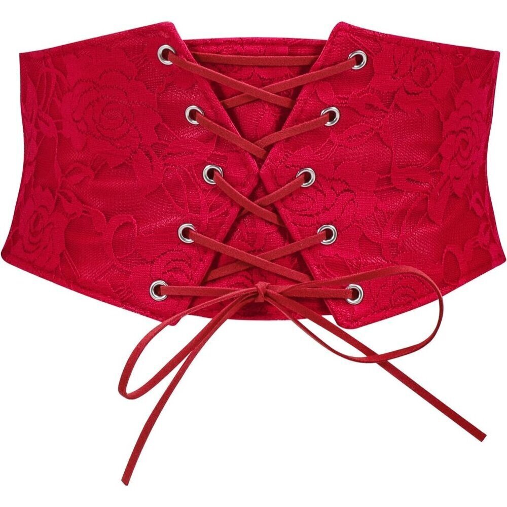 Women Waist Belt Corset Lace Up Tied Elastic Wide Belt for Dresses Halloween